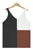 Casual Vacation Color Block Contrast V Neck Tops