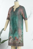 Casual Bohemian Print O Neck Short Sleeve Dress Dresses