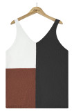Casual Vacation Color Block Contrast V Neck Tops