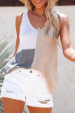 Casual Vacation Color Block Contrast V Neck Tops