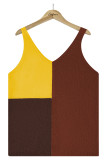 Casual Vacation Color Block Contrast V Neck Tops