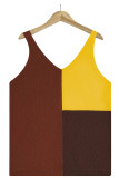 Casual Vacation Color Block Contrast V Neck Tops