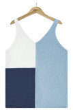 Casual Vacation Color Block Contrast V Neck Tops