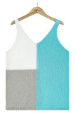 Casual Vacation Color Block Contrast V Neck Tops