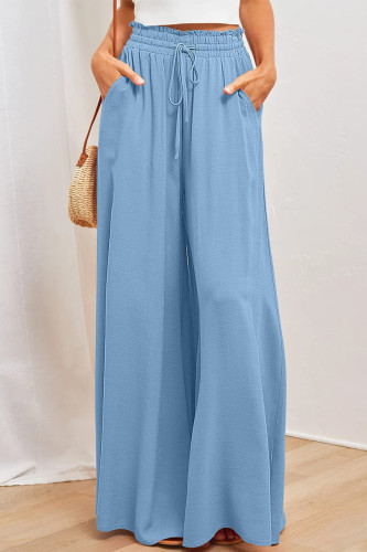 Casual Daily Solid Bandage Loose High Waist Wide Leg Solid Color Bottoms