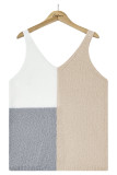 Casual Vacation Color Block Contrast V Neck Tops