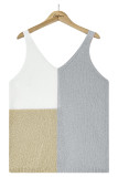 Casual Vacation Color Block Contrast V Neck Tops