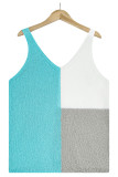 Casual Vacation Color Block Contrast V Neck Tops