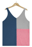 Casual Vacation Color Block Contrast V Neck Tops