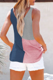 Casual Vacation Color Block Contrast V Neck Tops