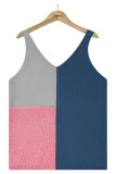 Casual Vacation Color Block Contrast V Neck Tops