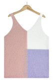 Casual Vacation Color Block Contrast V Neck Tops