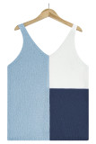 Casual Vacation Color Block Contrast V Neck Tops