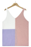Casual Vacation Color Block Contrast V Neck Tops