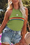 Casual Vacation Color Block Contrast Halter Tops