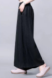 Plus Size Casual Simplicity Solid Pocket Loose Wide Leg Solid Color Bottoms