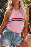 Casual Vacation Color Block Contrast Halter Tops