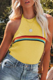 Casual Vacation Color Block Contrast Halter Tops