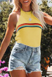 Casual Vacation Color Block Contrast Halter Tops