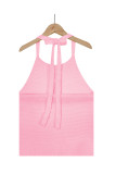 Casual Vacation Color Block Contrast Halter Tops