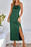 Celebrities Elegant Solid Slit U Neck Sling Dress Dresses