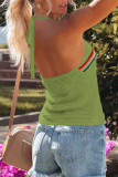 Casual Vacation Color Block Contrast Halter Tops