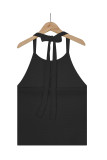 Casual Vacation Color Block Contrast Halter Tops