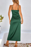 Celebrities Elegant Solid Slit U Neck Sling Dress Dresses
