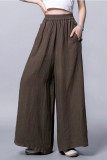 Plus Size Casual Simplicity Solid Pocket Loose Wide Leg Solid Color Bottoms