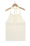 Casual Vacation Color Block Contrast Halter Tops