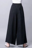 Plus Size Casual Simplicity Solid Pocket Loose Wide Leg Solid Color Bottoms