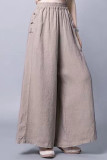Plus Size Casual Simplicity Solid Pocket Loose Wide Leg Solid Color Bottoms