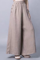 Plus Size Casual Simplicity Solid Pocket Loose Wide Leg Solid Color Bottoms