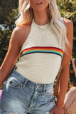 Casual Vacation Color Block Contrast Halter Tops