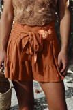 Casual Vacation Solid Bandage Flounce Loose High Waist Wide Leg Solid Color Bottoms