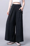 Plus Size Casual Simplicity Solid Pocket Loose Wide Leg Solid Color Bottoms