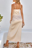 Celebrities Elegant Solid Slit U Neck Sling Dress Dresses