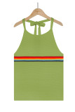 Casual Vacation Color Block Contrast Halter Tops