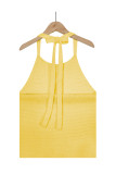 Casual Vacation Color Block Contrast Halter Tops