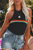 Casual Vacation Color Block Contrast Halter Tops