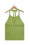 Casual Vacation Color Block Contrast Halter Tops