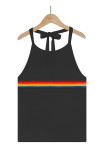 Casual Vacation Color Block Contrast Halter Tops