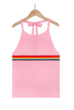 Casual Vacation Color Block Contrast Halter Tops