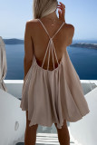 Sexy Vacation Solid Backless Square Collar Sling Dress Dresses