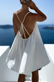 Sexy Vacation Solid Backless Square Collar Sling Dress Dresses