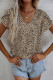 Casual College Leopard Patchwork V Neck Tops