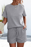 Casual Living Solid Flounce O Neck Short Sleeve Two Pieces