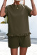 Casual Living Solid Flounce O Neck Short Sleeve Two Pieces