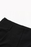 Work Simplicity Solid Lace Loose High Waist Straight Solid Color Bottoms