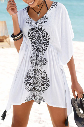 Casual Vacation Print Patchwork Swimwears Cover Up